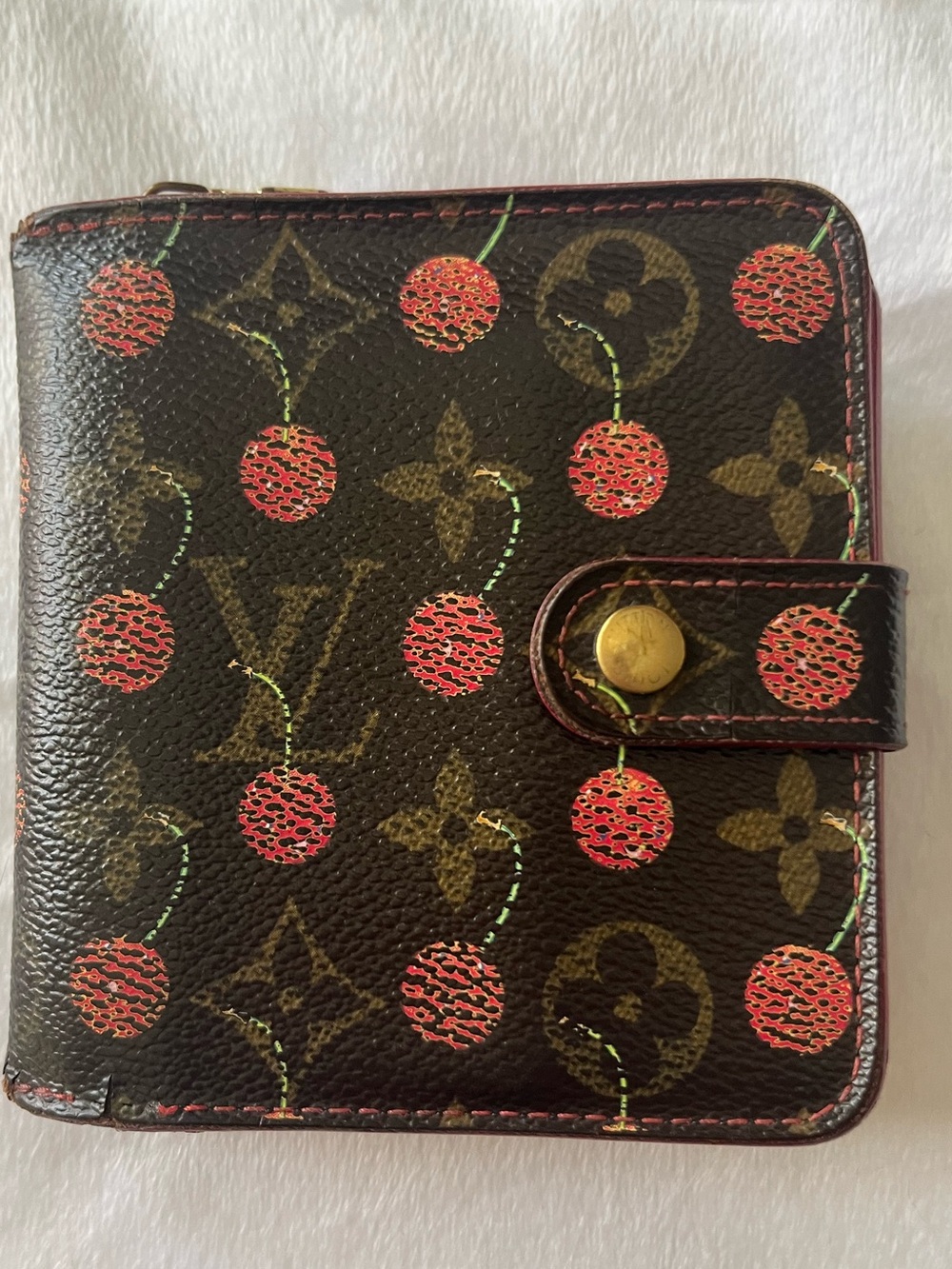 Louis Vuitton Monogram Cerises Compact Wallet - Brown/Red - Picture 1 of 7